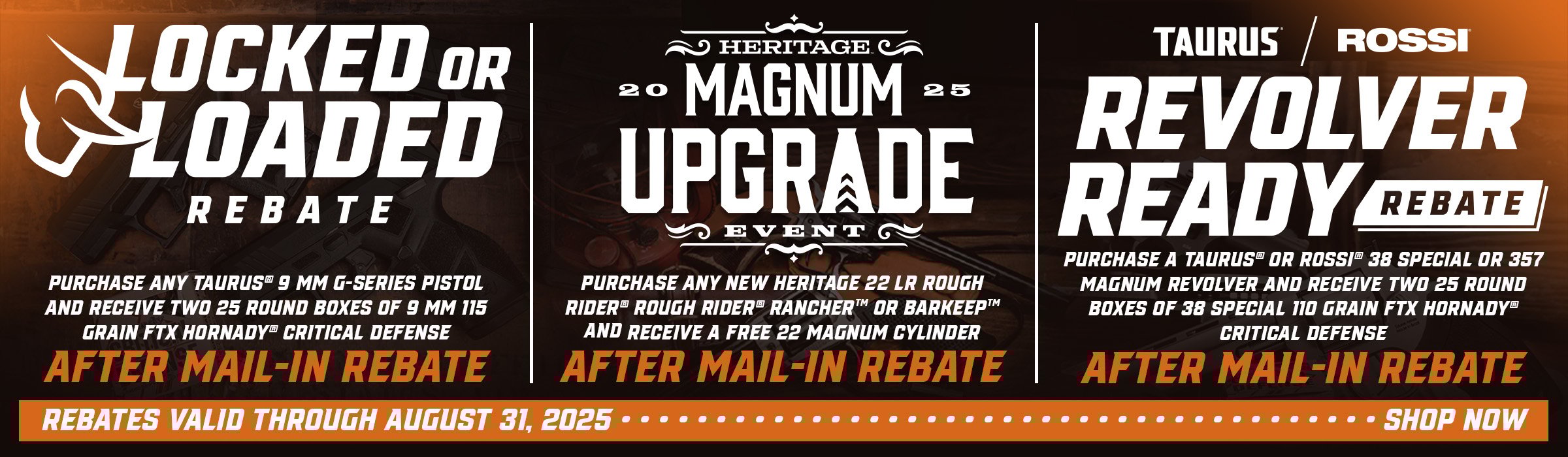 Taurus, Heritage and Rossi Rebates